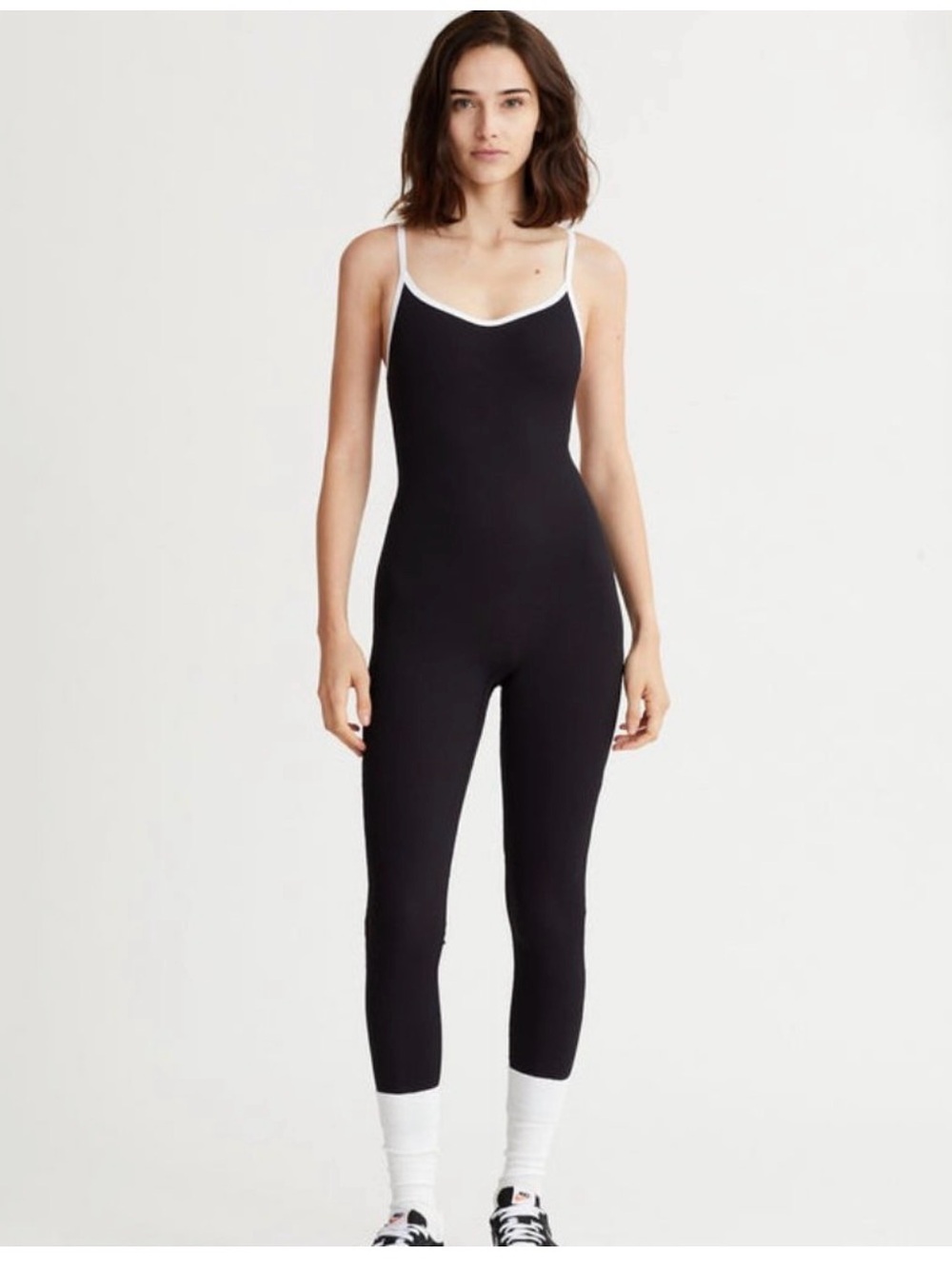 NYLORA Black Slim Tank Jumpsuit with White Trim